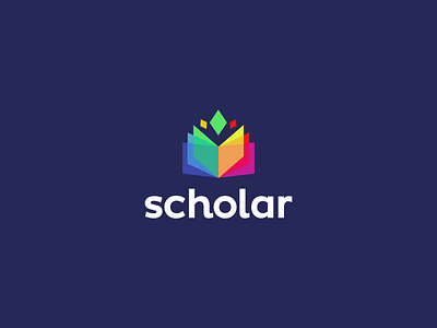 Scholar App Logo Design book brand colorful colors design icon identity logo pages