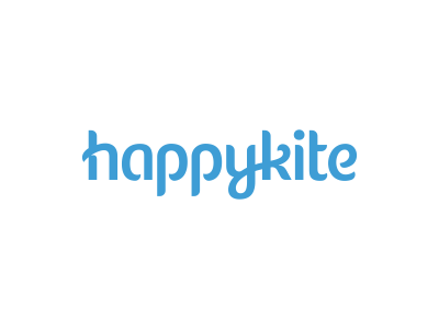 Happykite Logo Design blue brand branding design happy icon identity kite logo sky typography wordmark