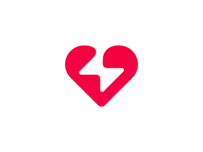 Heart Logo - Heart + Bolt, Negative Space Design