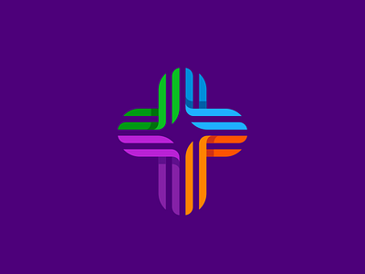 Cross Logo Design bible brand branding church colored colors custom logo design faith icon identity logo logo design logo designer logodesign mark purple rainbow religion religious