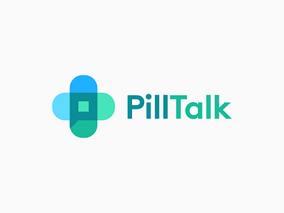 Pill Talk bandage brand branding chat clever cross design health hospital icon icons identity logo loog lgoo lgo mark medicine monogram negative space p pill