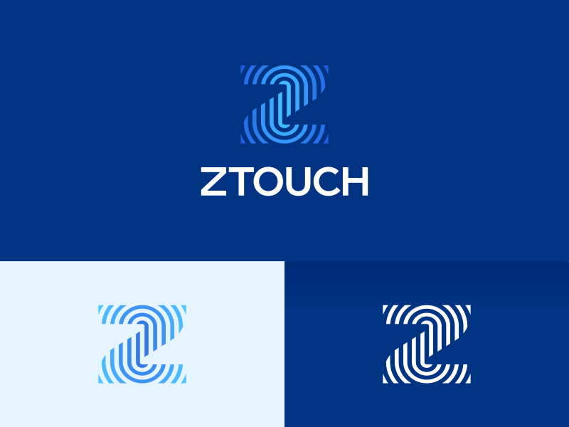 Z Touch brand branding design digital finger fingerprint icon identification identity letter z logo mark monogram ocean stationery touch ui water z z logo