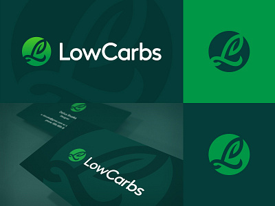 Low Carbs brand icon icons branding business cards stationery carbs health nutrition graphic design designer green eco ecological identity insurance finance security leaf nature natural logo logomark modern clever digital organic startup startups