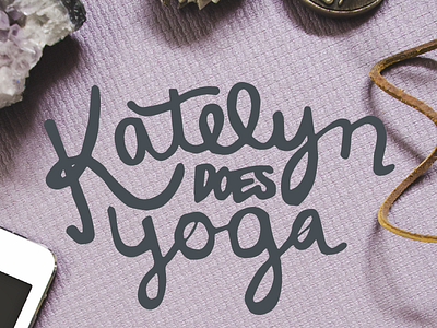 Katelyn Does Yoga Hand Lettering hand lettered handlettering handmade lettering logo logo design yoga yogi