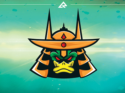 Samurai Duck Mascot Logo animal bird cartoon character duck face fight gaming illustration logo mascot power samurai sport sword symbol team vector war warrior