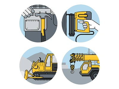 Pricing Page Icons construction crane dozer hammer icons nailgun plangrid web