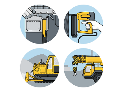 Pricing Page Icons construction crane dozer hammer icons nailgun plangrid web