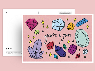 You're a gem! crystals design gems hellosign illustration oakland postcard sparkles texture valentines