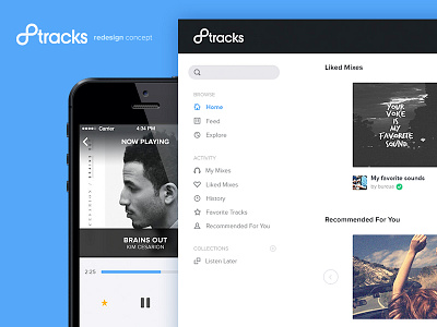8tracks Redesign 8tracks concept ios iphone music redesign ui web web design
