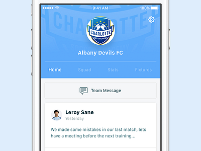 Team Page ⚽️ app football ios iphone message page soccer sport team ui ux