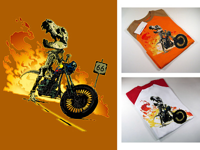 Macy’s — Apparel Design (Boy’s) "T-Rex Biker" apparel biker dinosaur fashion fashion illustration green dog illustration macys skeleton trex