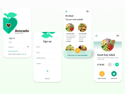 Avocado Food Delivery - ecommerce app ecommerce app food app food delivery app ui ux