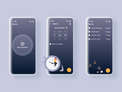 Days To app - Dark theme app circle counter design figma gradient interface minimal ui ux