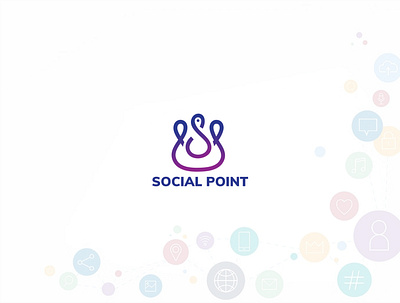 Social Point logo design art band design flat icon illustration lettering logo minimal typography vector