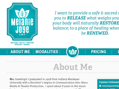 Melanie Joye Website Concept identity responsive site web design website