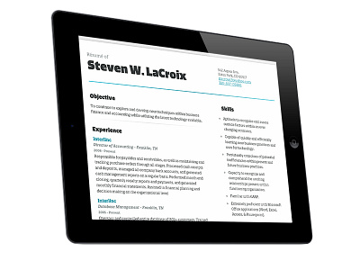 Résumé responsive résumé site typography website