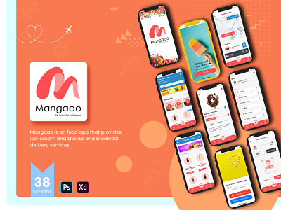 MANGAAO Food Delivery App • Case Study • Product Design adobe illustrator adobe photoshop adobe xd app app design cake candy desert food food app food delivery icecream mobile mobile apps ordering product design prototype service app ux case study wireframe