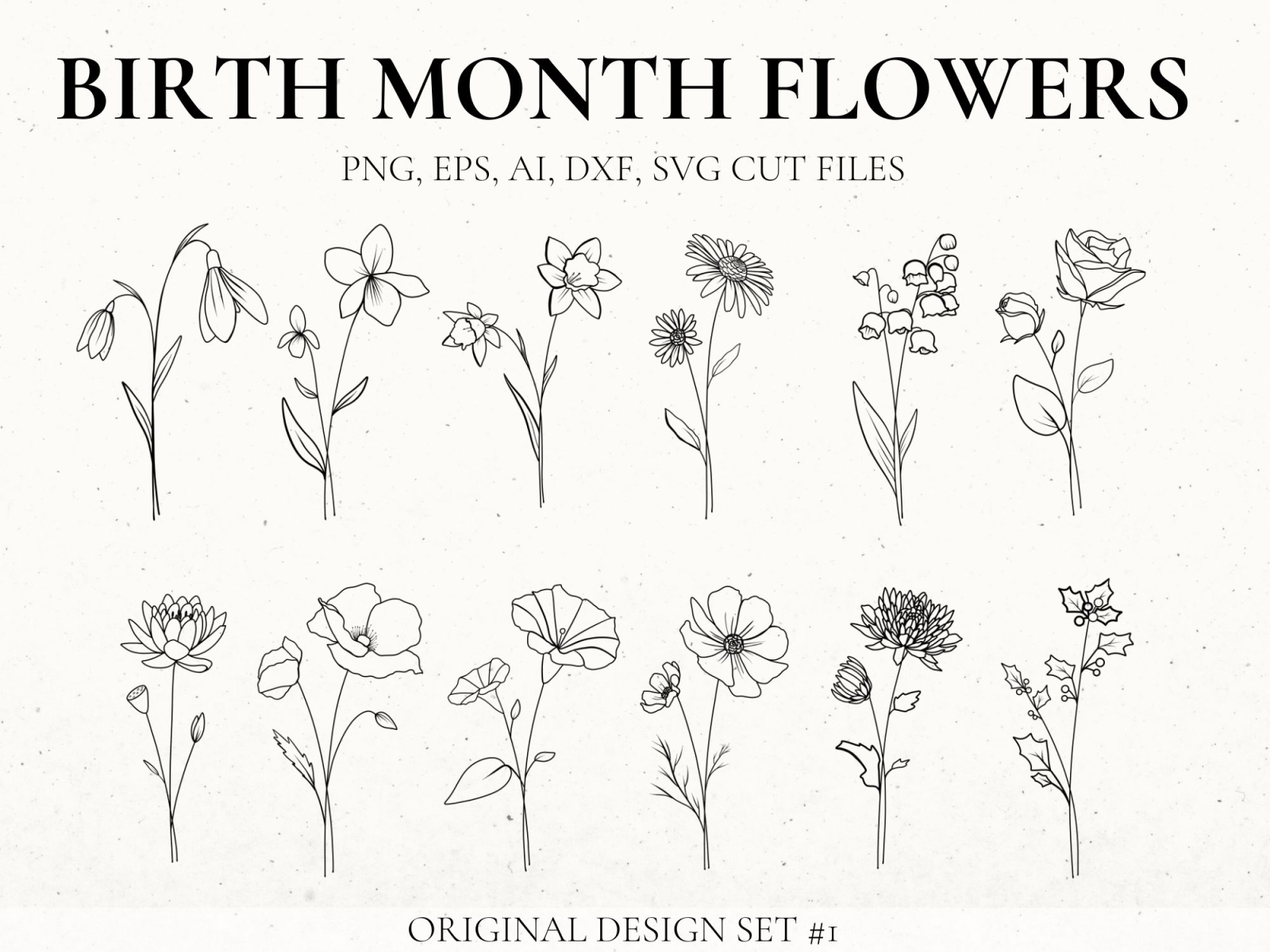 Birth Month Flower Tattoo, Birthmonth Flower Svg, Custom Birth Month Flowers,  Birth Flower Tattoo, Floral Svg, Name Logo, Printable - Etsy