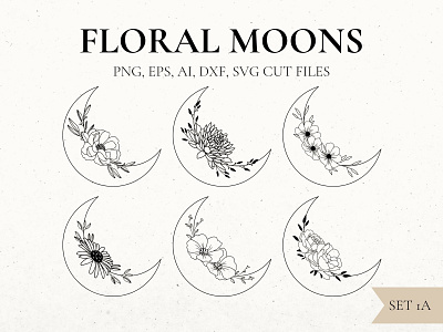 Floral Moons floral moon flower svg
