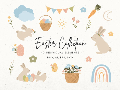 Easter Clip Art Set easter bunny svg easter clip art