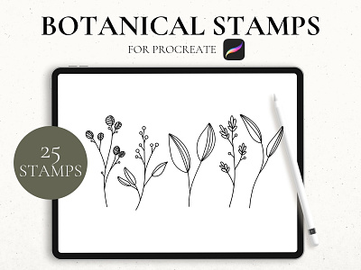 Botanical Stamps For Procreate procreate stamps