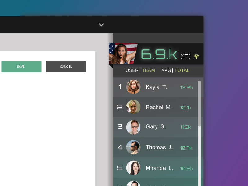 Leaderboard UI Widget for Activity Tracker (Full Render) web design widget ui app web gif illustrator