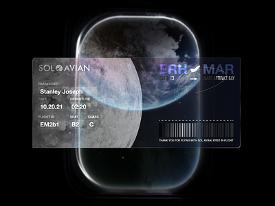 Sol Avian Boarding Pass boarding pass daily ui illustrator space travel ui ux