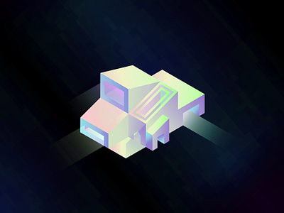 This is the House that Neon Jesus Built architecture holograph illustrator isometric neon