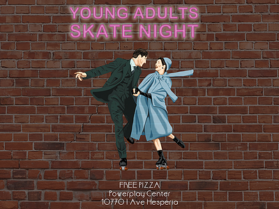 Skatenight design illustration rollerskates