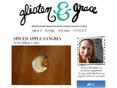 Glisten & Grace Blog Homepage handlettering web design