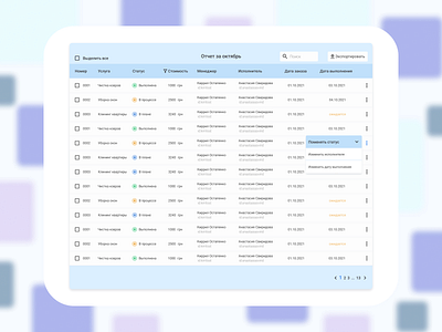 table _ dashboard cleaning crm dashboard design table ui ux