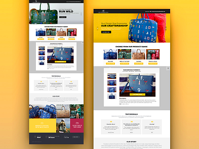 Landing Page For A Bag Manufacturing Company bag design detail page e commerce landing page shop travel ui ux