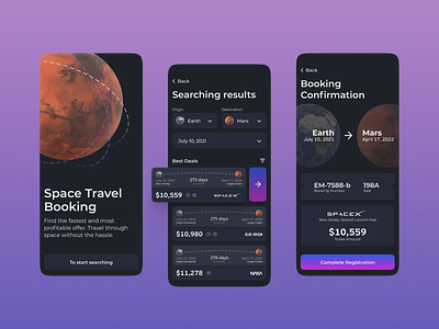 Space Travel Booking App Design
