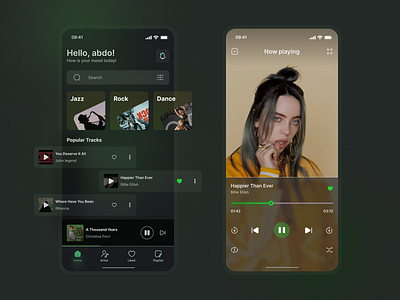 UI design dark mode for music player app design ui user experience design user interface design ux