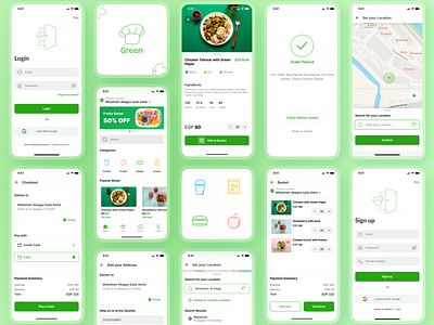 Healthy Food Ordering App UI Design illustration ui user experience design user interface design ux vector