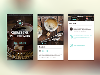 Coffee Break coffee guide mobile app tags ui ux welcome