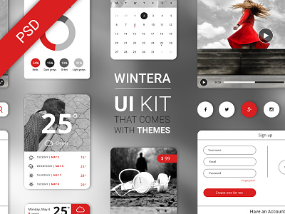 Free UI Starter Kit – Wintera theme download free kit psd starter ui winter wintera