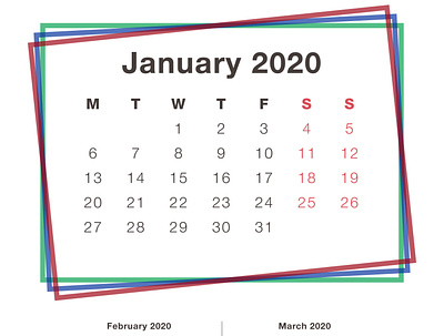 Calendar January 2020 2020 calendar card corporate design flat illustration office