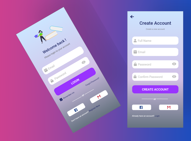Mobile Login & Sign up by Anjana George on Dribbble