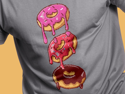 Doughnuts t-shirt - pixel art 8bit clothing illustration merch pixel art t shirt vector