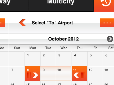 Draggable Calendar Selection app ipad mobile orange tactile
