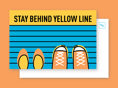 Rail Safety Postcard - 3 of 4 design flat icon minimal postcard public transportation rail railroad safety train