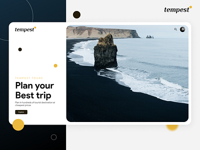 Tempest travel website hero ui design