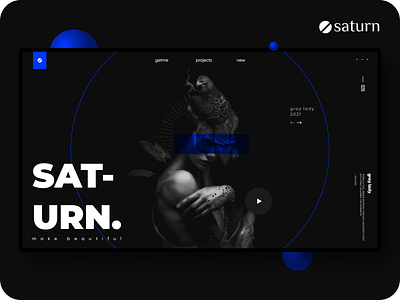 Saturn minimal dark website beautidul black blue branding clean dark design designer front hero home minimal new page saturn ui ux web website webui