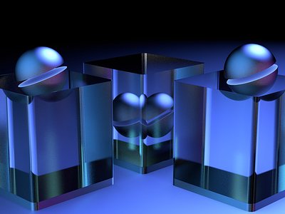 3D glass art 3d beautidul blue box branding dark design glass good illustration logo minimal saturn ui ux vector