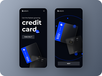 Credit Card finance app app ui beautidul blue branding card credit dark design finance glassmorphism graphic illustration logo minimal mobile ui new saturn ui ux vector