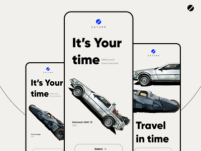 Time travel app app app ui beautidul branding car clean dark design illustration logo machine minimal mobile mobile ui saturn time travel ui ux vector