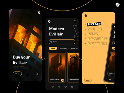 Evil lair store app app ui beautidul branding dark design ecommerce evil illustration lair logo minimal mobile mobile ui shop ui ux vector web website