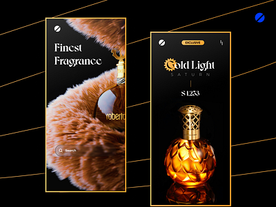 Perfume Showcase app app design app ui beautidul branding dark design gold illustration interaction design logo minimal mobile ui perfume rich saturn shop ui user interface ux