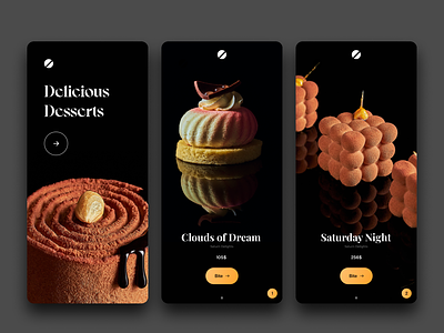 Dessert restaurant mobile UI app